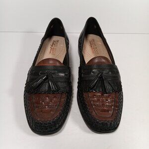 Brass Boot Walking Gloves Loafer Shoes Men 8.5 M Woven Leather Tassel Slip On